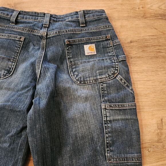 VINTAGE Carhartt Jeans Mens 30x29 Dungaree Logger Blue Double Knee EUC - Picture 8 of 8